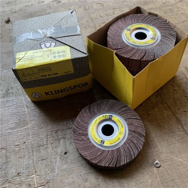 BOX OF 5 NEW KLINGSPOR SM 611W ABRASIVE MOP WHEELS 60 GRIT 6"X 1" X 1" RETAIL $200