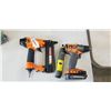 Image 1 : RIDGID HAMMER DRILL WITH BATTERY AND VALU-AIR AIR POWERED NAILER AND RYOBI ROTARY TOOL