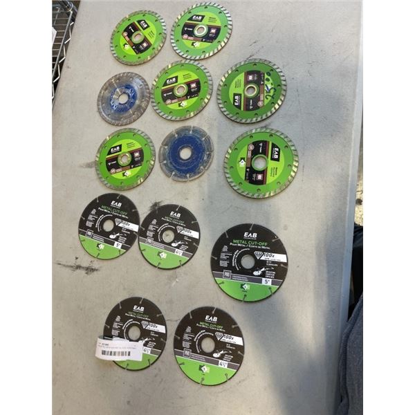 ASSORTED NEW EAB METAL AND MASONRY 4-1/2 TO 5 INCH BLADES