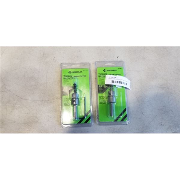 2 NEW GREENLEE ARBOR FOR CARBIDE TIPPER HOLE CUTTER 3/8"
