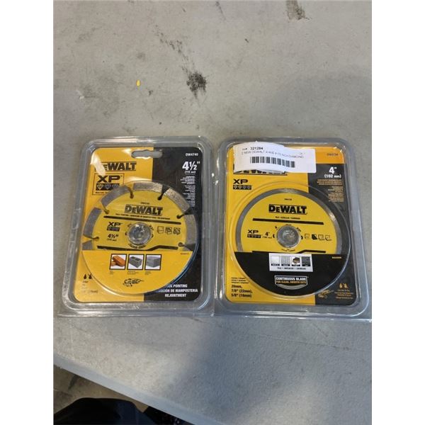 2 NEW DEWALT 4 AND 4-1/2 INCH DIAMOIND BLADES