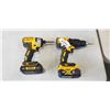 Image 1 : DEWALT 1/2" CORDLESS HAMMERDRILL WITH BATTERY AND DEWALT 1/4" CORDLESS IMPACT DRIVER WITH BATTERY