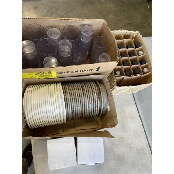 COMMERCIAL KITCHEN ITEMS, INCLDUING ROUND 6 INCH PANS, BOTTLES AND WATER CUPS ETC
