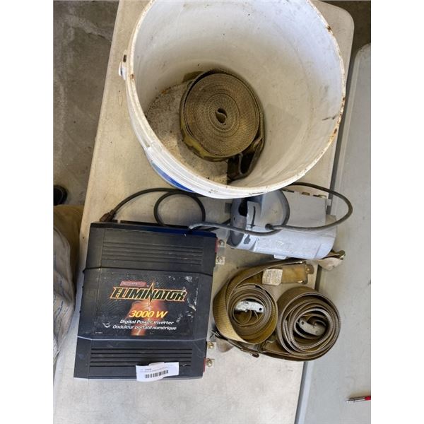 MOTOMASTER 3000W INVERTER AND 2 LOAD STRAPS, VINTAGE BENCH GRINDER