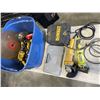 Image 1 : TOTE OF POWER TOOLS, DEWALT LASER LEVEL UNTESTED, GRINDERS ETC