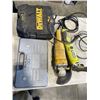 Image 3 : TOTE OF POWER TOOLS, DEWALT LASER LEVEL UNTESTED, GRINDERS ETC