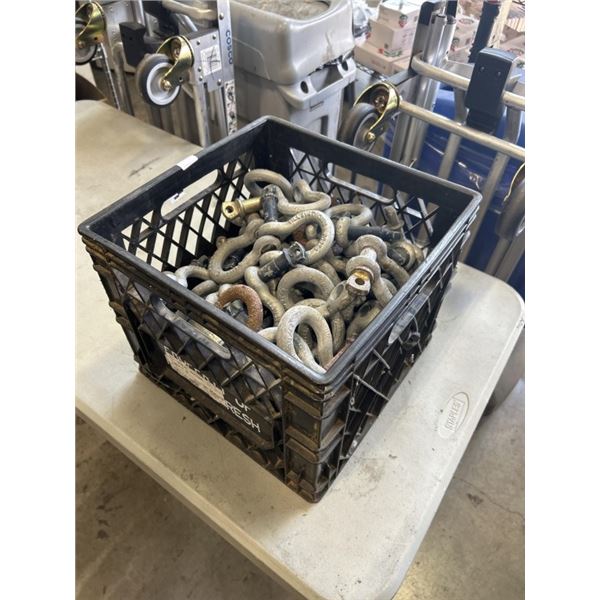 CRATE FULL OF LARGE SHACKLES