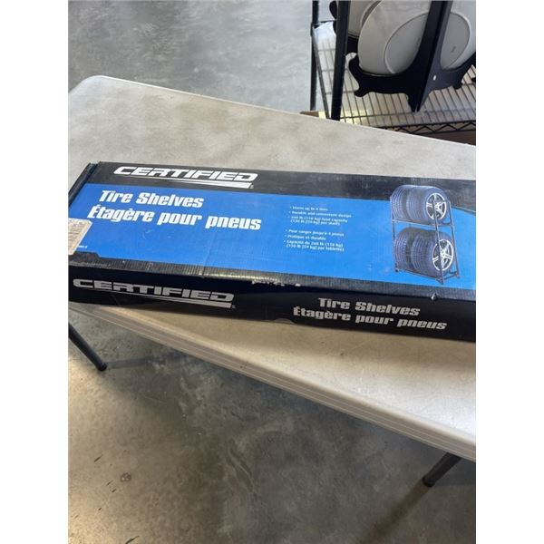 NEW CERTIFIED TIRE SHELF, HOLDS 4 TIRES