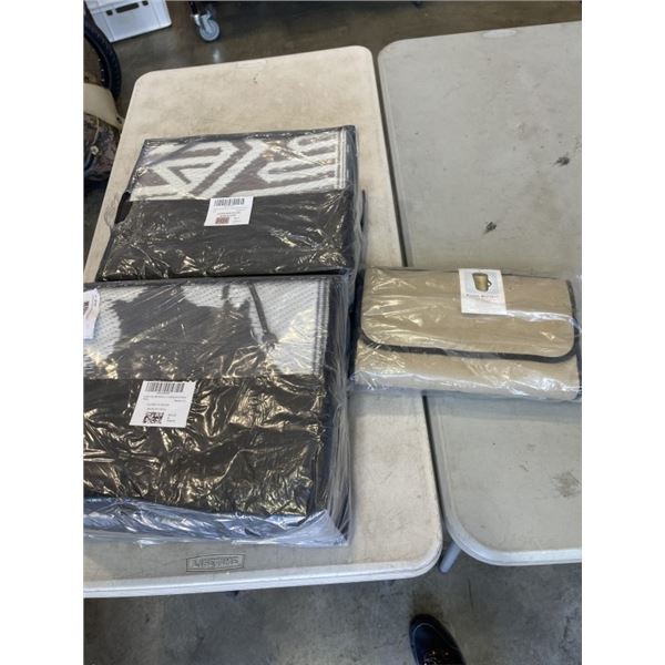 2 PATIO RUGS AND PICNIC BLANKET