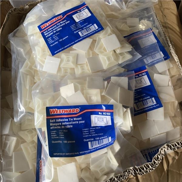 10 NEW PACKS OF 100 WESTWARD SELF ADHESIVE TIE MOUNTS