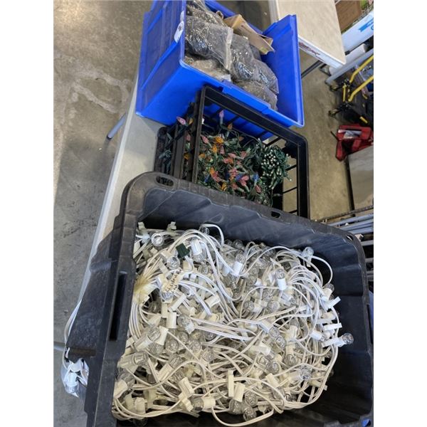 2 BINS OF LED LIGHTS AND BIN OF LED LIGHT ACCESSORIES