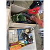 Image 1 : BOX OF ASSORTED TOOLS AND FIRST AID SUPPLIES