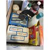 Image 2 : BOX OF ASSORTED TOOLS AND FIRST AID SUPPLIES
