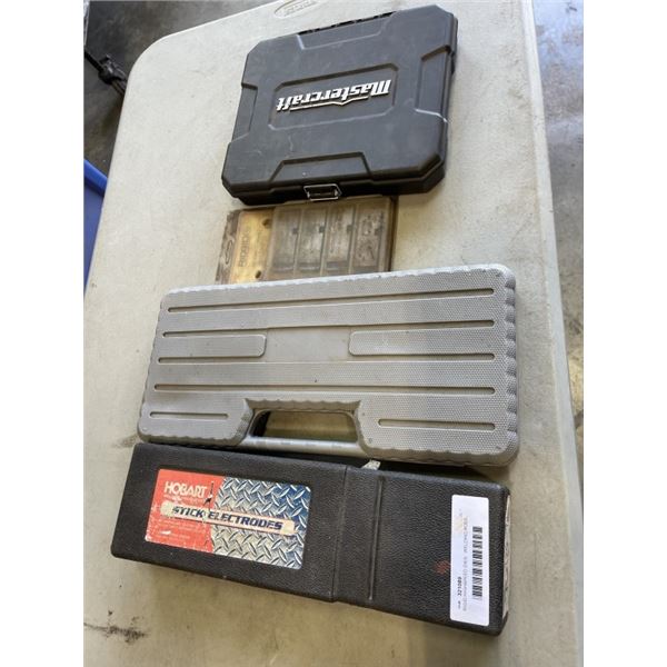 RIGID HIGHSPEED DIES,  WELDING RODS, SOCKET SET, 100PC DRILL BIT SET - COULD BE MISSING A FEW PIECES