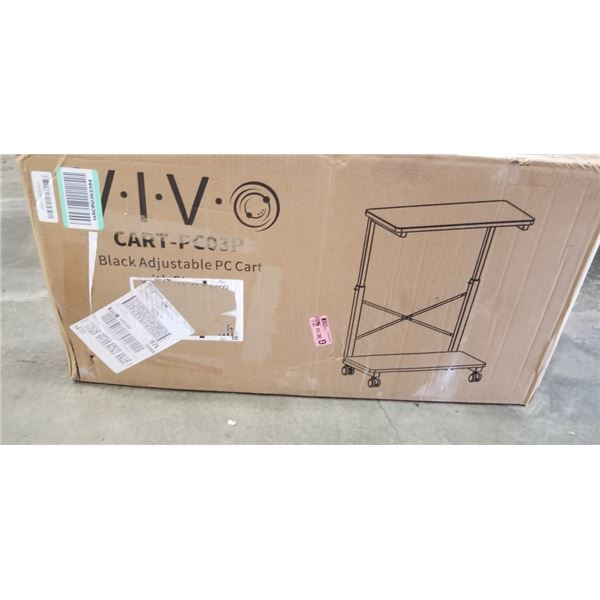 VIVO BLACK ADJUSTABLE PC CART WITH STORAGE