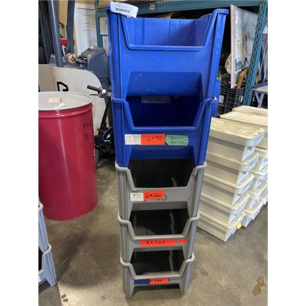 4 STACKING PARTS BINS APPROX 17" x 17"