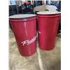 Image 1 : 2 RED 200 GALLON FOOD GRADE DRUMS W/ LIDS