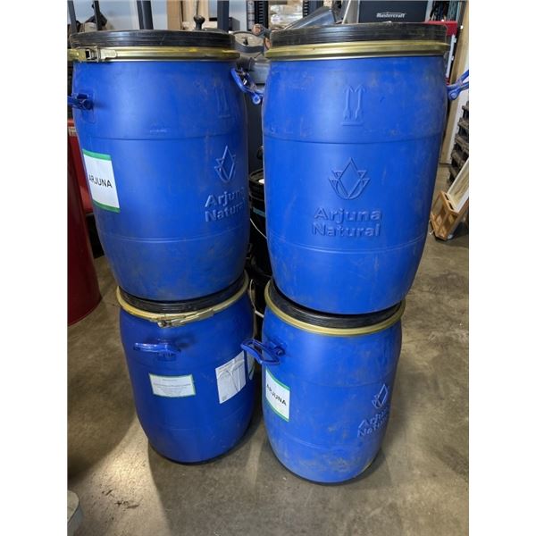 4 BLUE 50 GALLON FOOD GRADE BARRELS