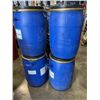Image 1 : 4 BLUE 50 GALLON FOOD GRADE BARRELS