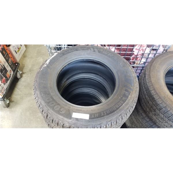 SET OF 4 GOODYEAR WRANGLER WORKHORSE ALL SEASON M+S 235/65R16 TIRES, IN GOOD USEABLE CONDITION, SEE 