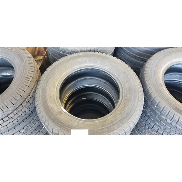 SET OF 4 CONTINENTAL VAN CONTACT A/S M+S 235/65/R16 TIRES, GOOD USEABLE TIRES, SEE PICTURES FOR TREA