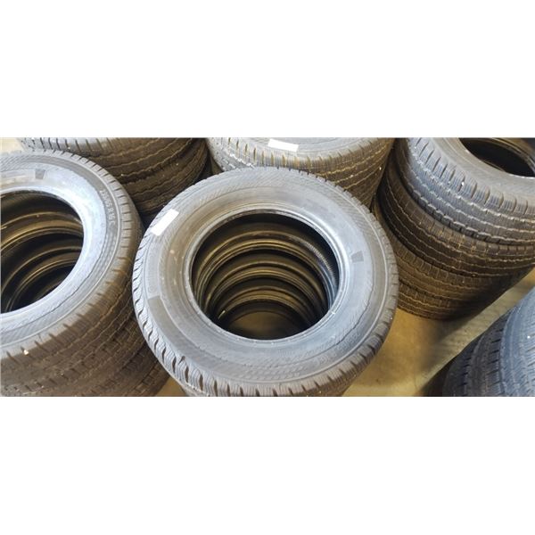 SET OF 4 CONTINENTAL VAN CONTACT A/S M+S 235/65/R16 TIRES, GOOD USEABLE TIRES, SEE PICTURES FOR TREA