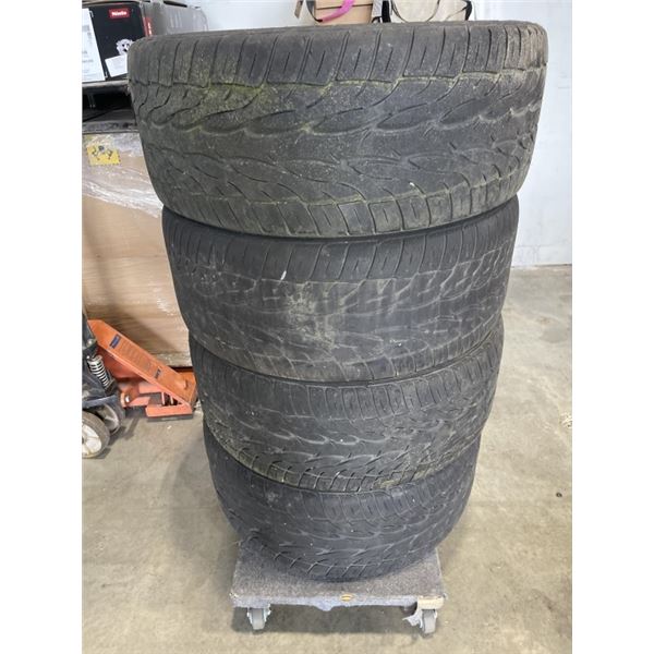 SET OF 4 22" DUB WHEELS, MULTI 5 BOLT PATTERN, TOTY RUBBER NEEDS REPLACING