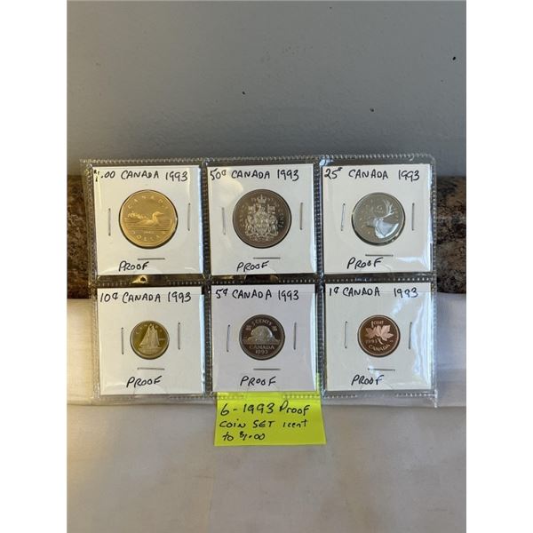 6 - 1993 PROOF COIN SET 1 CENT TO 1 DOLLAR