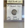 Image 1 : 1913 CANADIAN SILVER 5 CENT, KING GEORGE V .925 SILVER