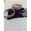 Image 3 : GOLD PLATED W/ RHINESTONES BANGLE, VINTAGE BANGLE AND PAIR OF EARRINGS