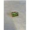 Image 1 : GOLD TONE RING W/ LARGE GREEN STONE