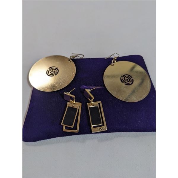 PAIR OF LARGE DISK EARRINGS AND PAIR OF EARRINGS MARKED 925