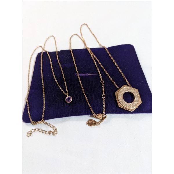 GOLD VERMEIL 925 STERLING SILVER CHAIN AND PENDANT NECKLACE W/ SWAROVSKI SIGNED SWAN NECKLACE