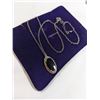 Image 1 : 925 STERLING SILVER CHAIN W/ BLACK ONYX AND MAKESITE STONES PENDANT NECKLACE