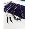 Image 1 : VINTAGE DOUBLE LENGTH SILVER W/ GENUINE MOONSTONES BEADS AND BLACK PEARLS NECKLACE, AND BLACK CORAL 