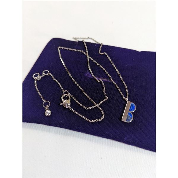 SILVER W/ GENUINE LAPIS LAZULI PENDANT AND CHAIN NECKLACE
