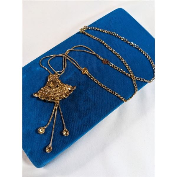 VINTAGE RHINESTONES NECKLACE W/ TASSELS