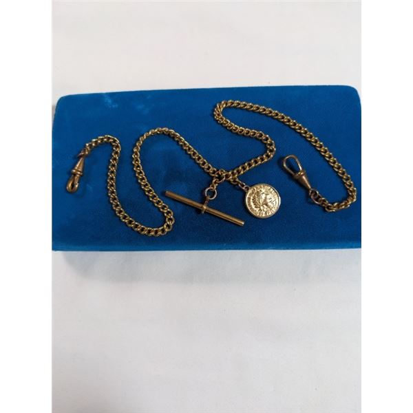 VINTAGE POCKET WATCH CHAIN W/ FOB