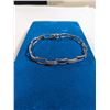 Image 1 : 925 STERLING SILVER LINKS W/ TINY STONES BRACELET, MARKED 925