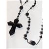 Image 2 : BLACK CROSS W/ BLACK BEADS NECKLACE