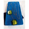 Image 3 : SILVER CHAIN W/ 2 MURANO GLASS STONE PENDANTS NECKLACE