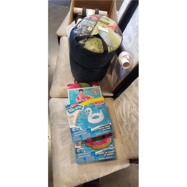 3 POOL FLOATIES AND VENTURA SLEEPING BAG