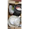 Image 2 : CAMPING POT SET, SWIFFER PADS, AND ASOSRTED MIKASA DINNERWARE