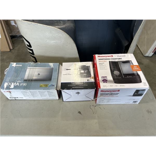 HONEYWELL WARM MIST MUNIDIFIER, CANON PIXMA IP90 PRINTER AND 5 CUP COFFEE MAKER