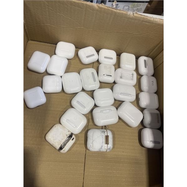 25 UNTESTED AIRPODS CASES. EITHER EMPTY OR HAVE 1 EAR BUD