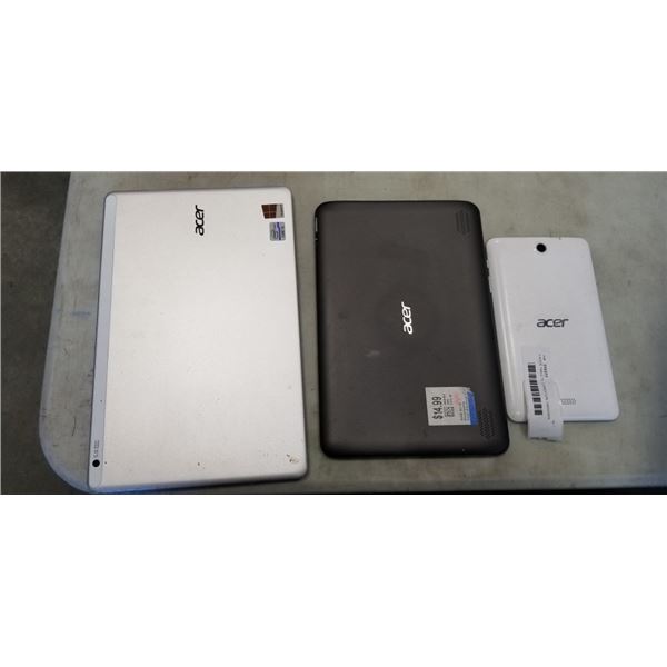 3 ACER TABLETS. CONDITION UNKNOWN