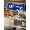 Image 2 : BOX OF ANTIQUE METAL SIGNS AND FRAMED FAKE GUN