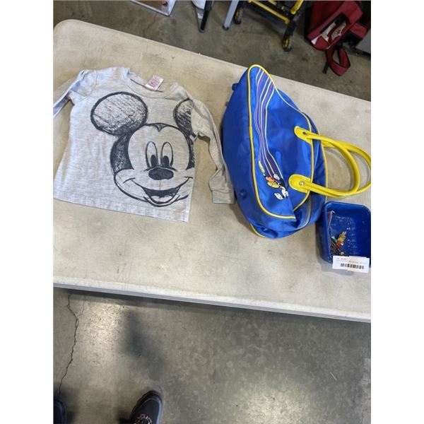 VINTAGE MICKEY MOUSE BAG, AND OTHER DISNEY ITEMS
