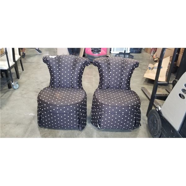 PAIR OF POKEDOT PATTERNED FABRIC ACCENT CHAIR