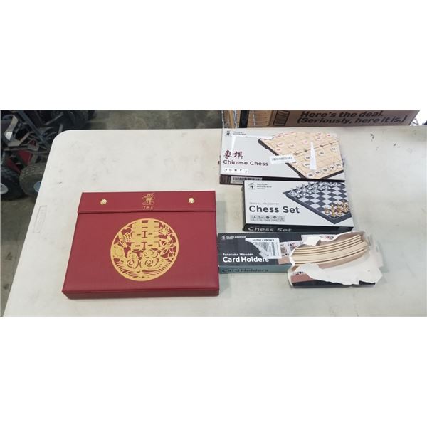 YELLOWMOUNTAIN CHINESE MAHJONG SET IN SOFT CASE, AND CHINESE CHESS SET, AND TRAVEL MAGNETIC CHESS SE